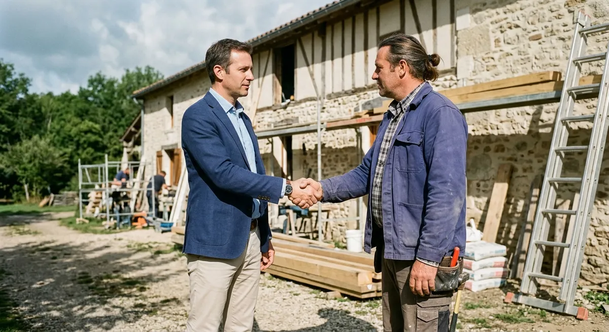 Poignée de main courtier et artisan